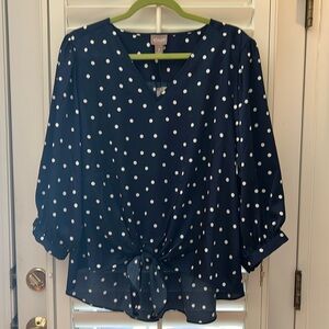 Chico’s Whimsy polka dot flowy blouse NWT  2 12/14-L